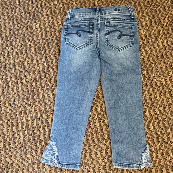 3/$25 🌼 Justice Girls Lace Hem Skinny Jeans Size 7 Slim - Picture 2 of 6